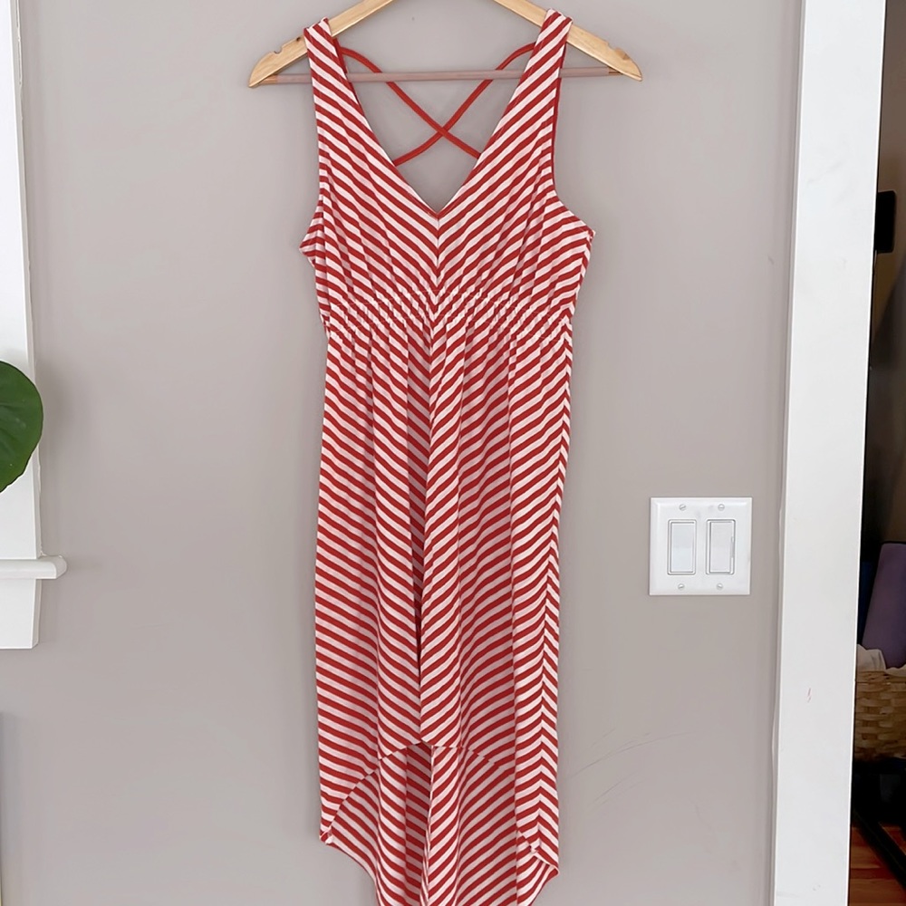 Love on a Hanger size medium orange striped high low dress
